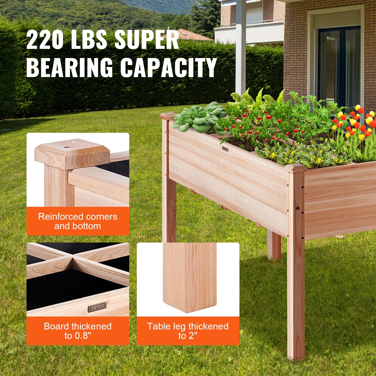 Raised Garden Bed with Legs - Showing weight capacity