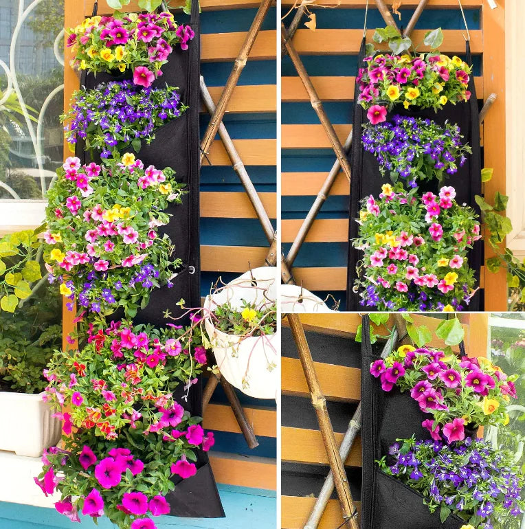 Vertical Garden Planter - Filled with flowers